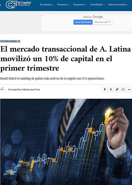 El mercado transaccional de A. Latina moviliz un 10% de capital en el primer trimestre